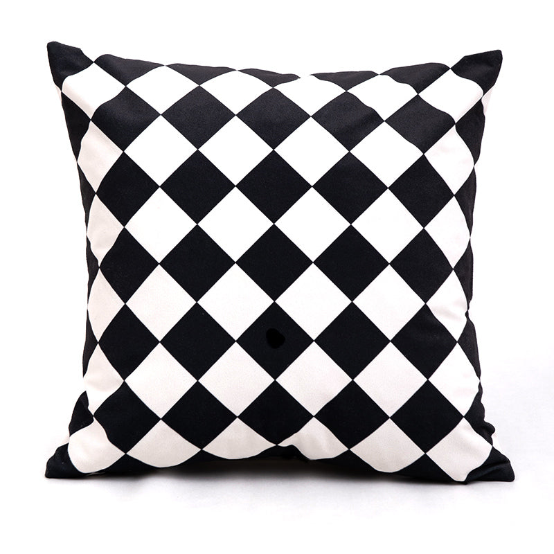 Modern Black and White Velvet Geometric Pillow Cover - Multiple Sizes & Styles
