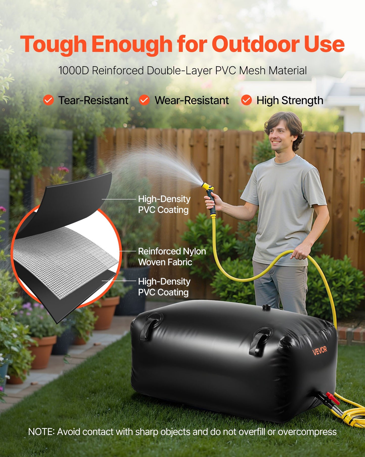 Collapsible Water Storage Bladder 63.4 Gal - Leakproof Garden & RV Tank