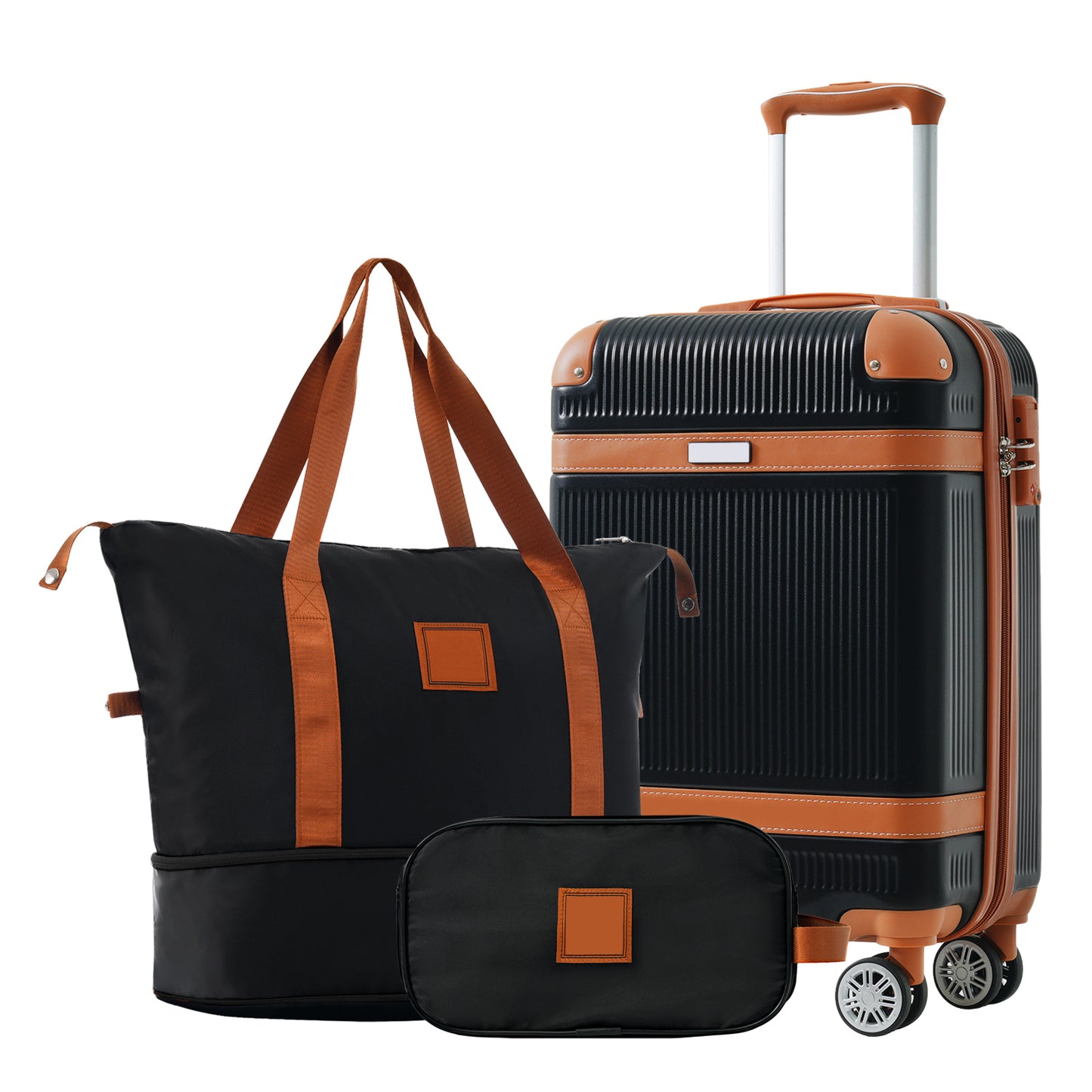 20-Inch Hardshell Luggage Set with Spinner Wheels - Black