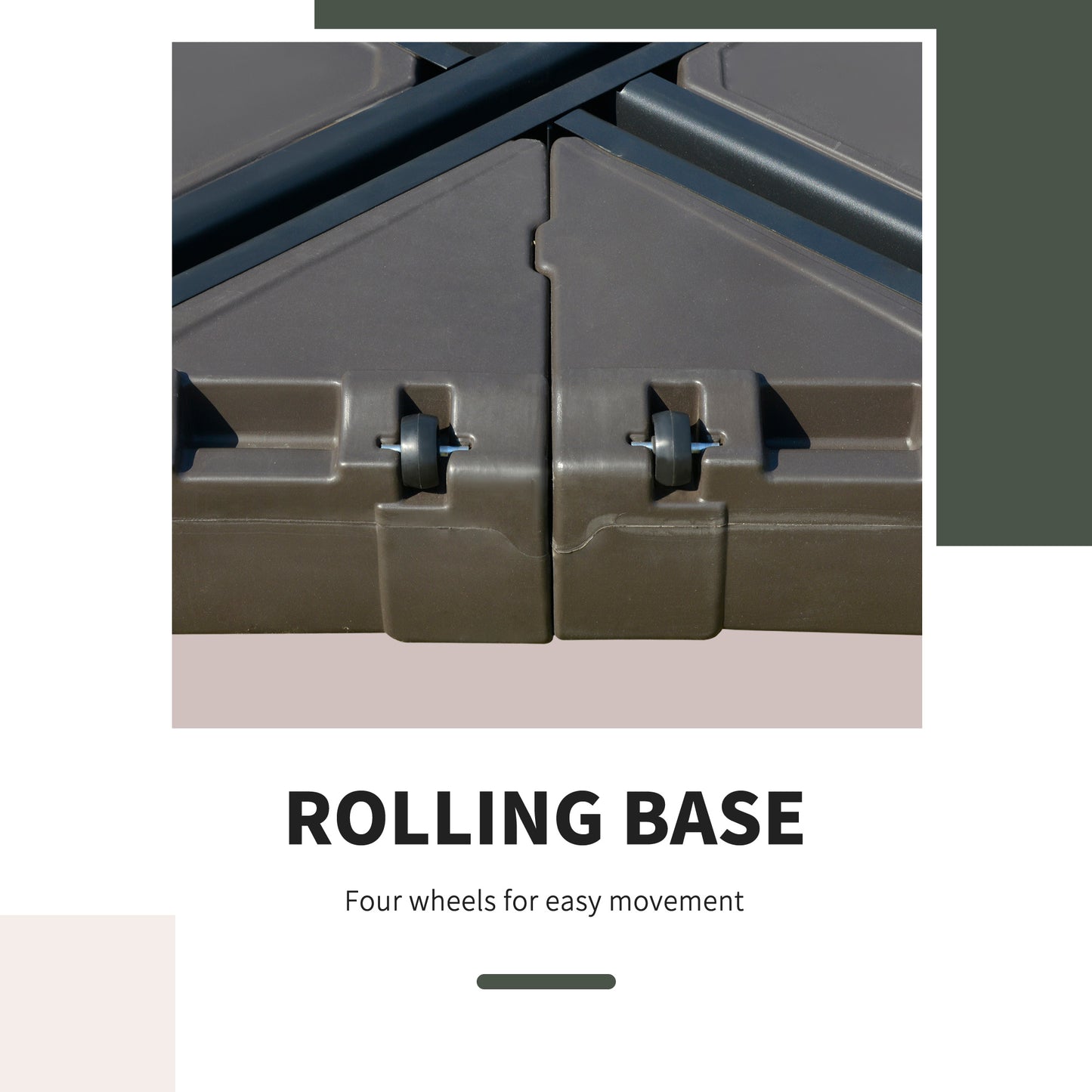 Heavy Duty Cantilever Umbrella Base with Wheels - Coffee Brown