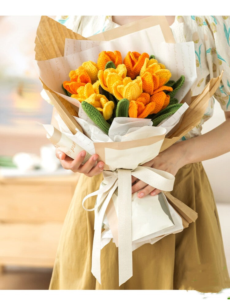 Handmade Crochet Yarn Art Bouquet DIY Craft Kit - Wool Material