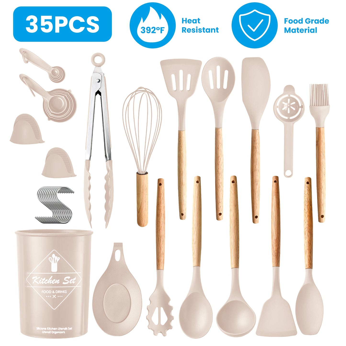 35-Piece Kitchen Utensil Set with Holder - Cooking Tools & Accessories
