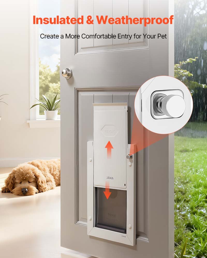 Medium Pet Door with Double Magnetic Flaps & Metal Frame - Weatherproof Dog Door for Indoor & Outdoor Use