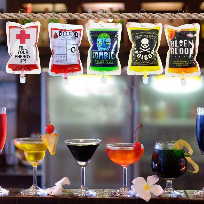 21-Pack Reusable Halloween Blood Drink Bags with Funnels