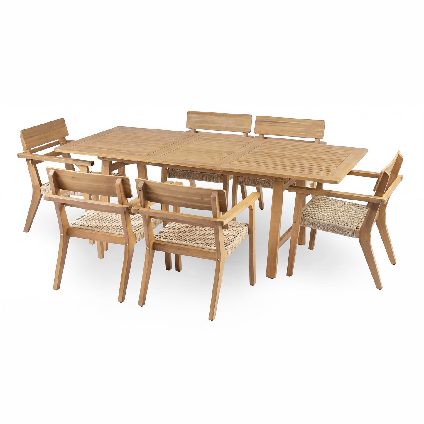 Extendable Acacia Wood Outdoor Dining Table - Teak Finish