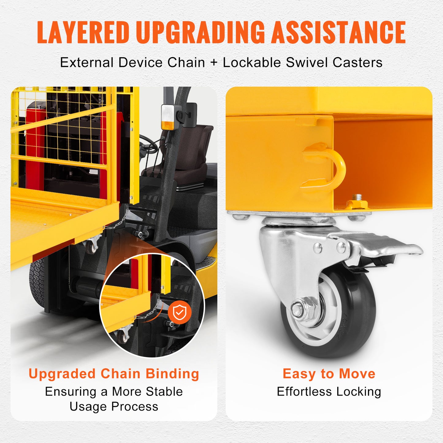 Forklift Safety Cage 1200 Lbs Load Capacity Folding Work Platform with Lockable Swivel Wheels