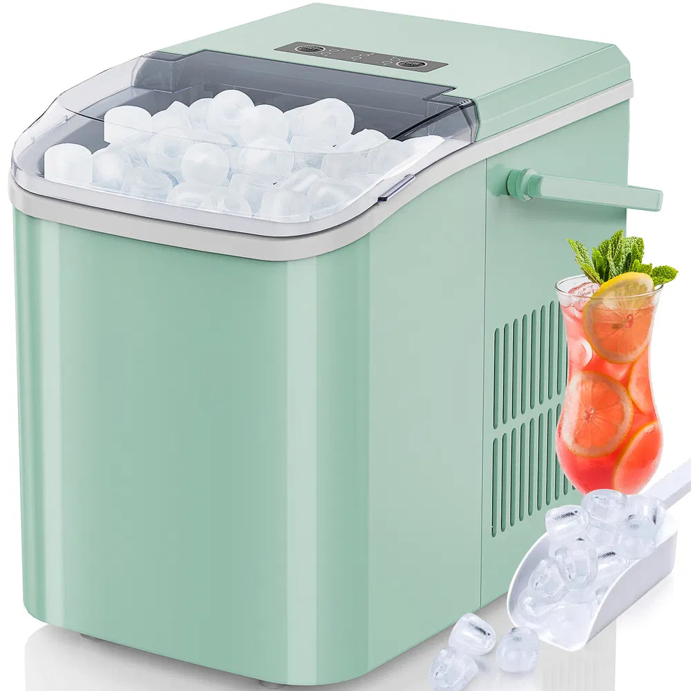 Portable Countertop Ice Maker with Handle, 26lbs/24H Self-Cleaning Compact Ice Machine for Home and Travel