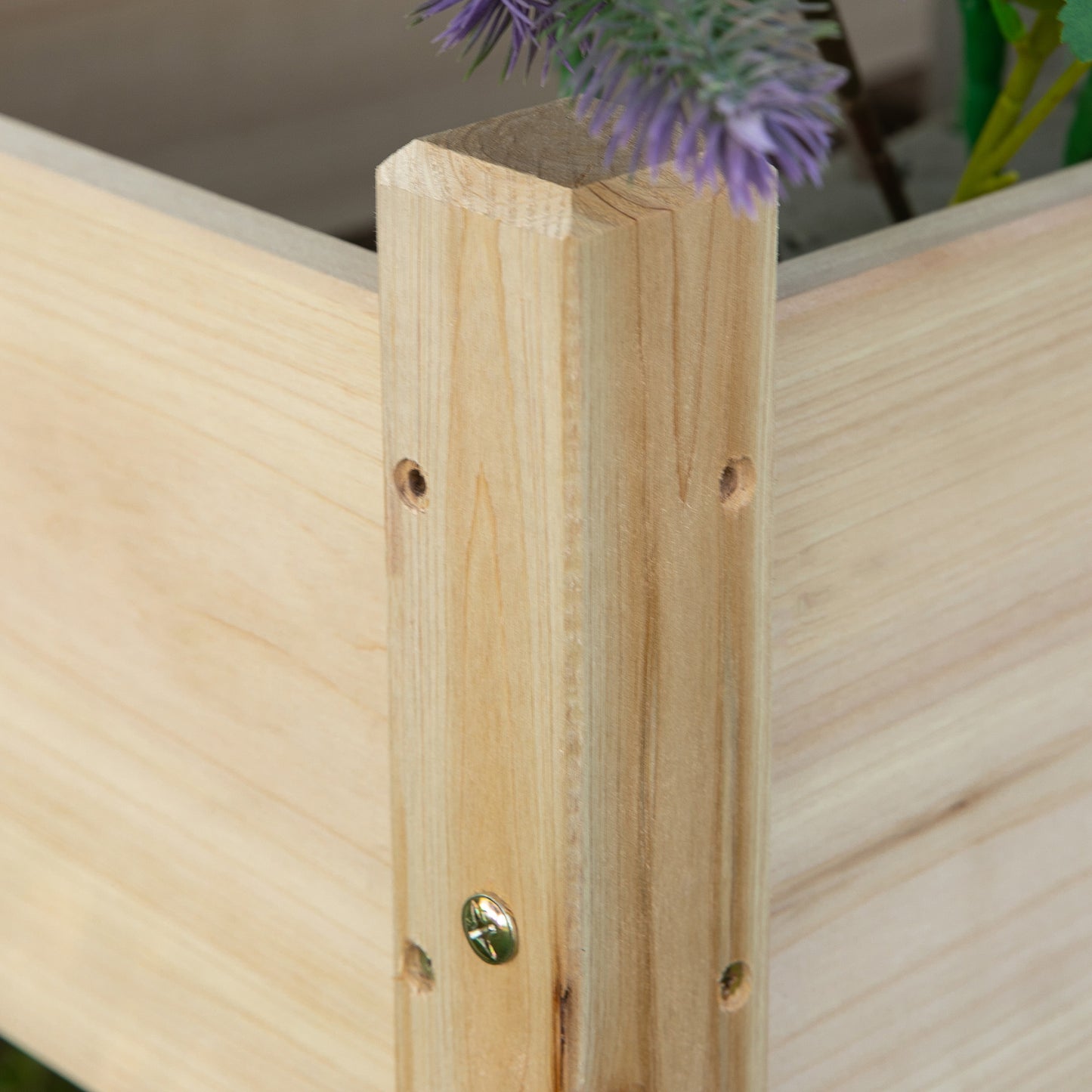 2-Tier Wooden Garden Bed and Plant Stand - 34x34x28 Inches, Natural
