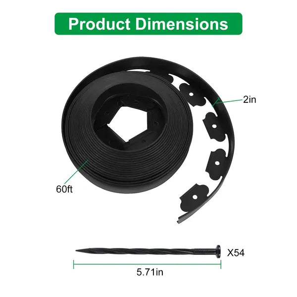 No-Dig Garden Edging Kit with Stakes, Flexible Landscape Border 32.8FT-100FT