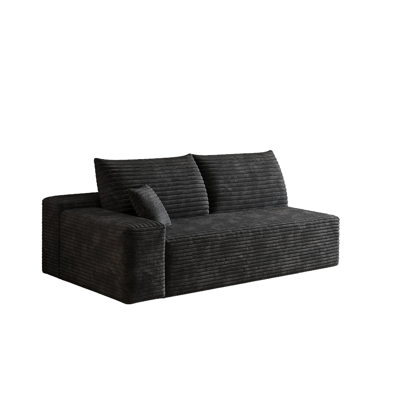 Modular 3-Seat Sofa - Plush Corduroy Fabric - Black
