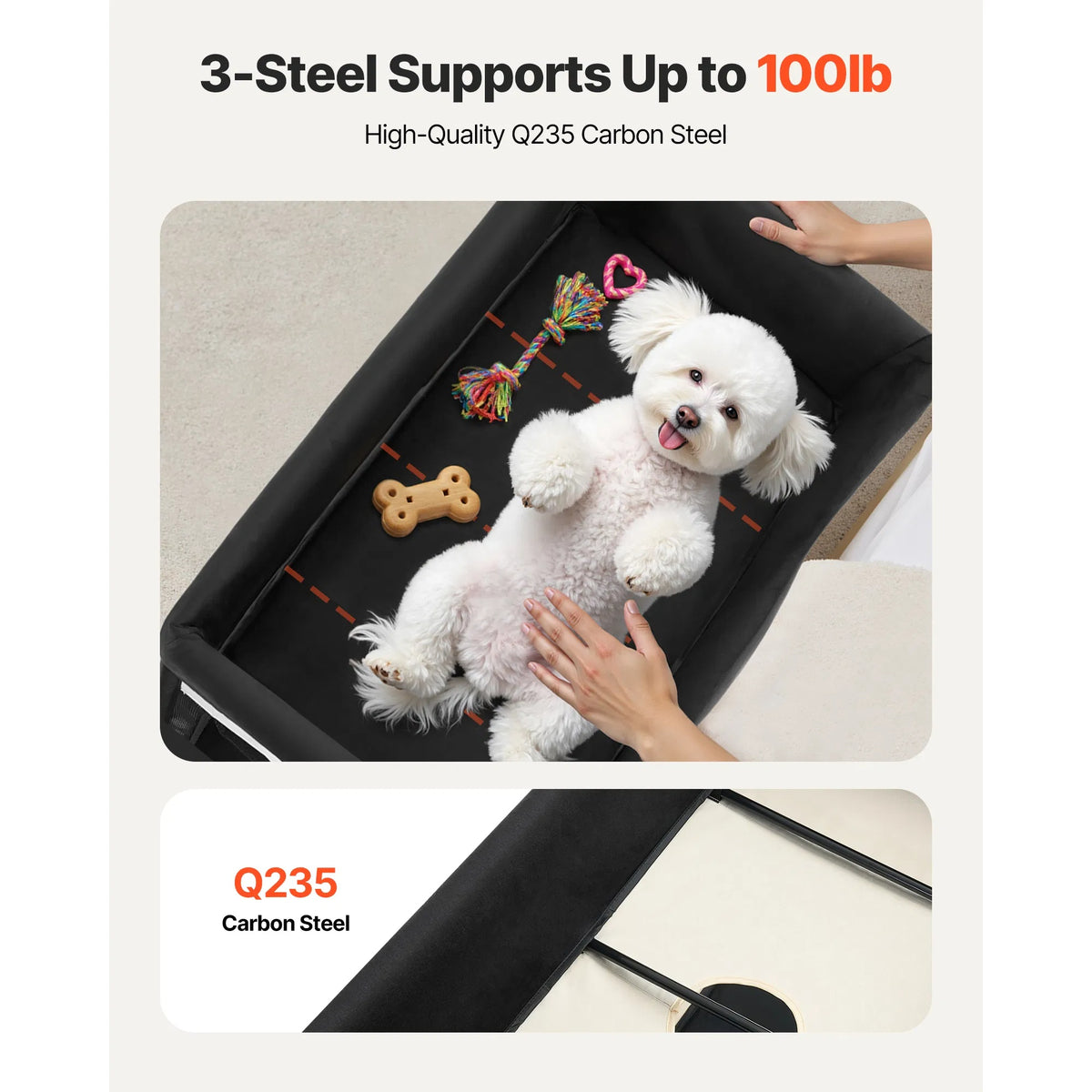Elevated Foldable Dog Bed XL with Wheels & Storage - Large Pet Cot for Indoor & Outdoor Use