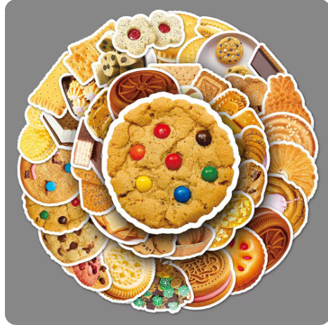 50 Creative Biscuit Pattern Notebook Stickers - Cute Food Series
