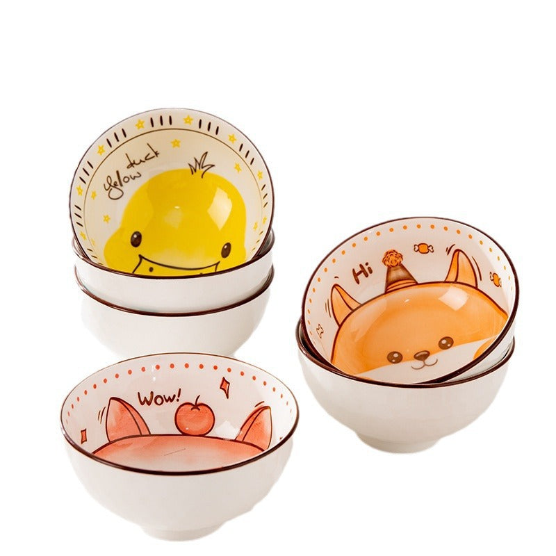 Cute Ceramic Animal Bowl Set for Kitchen - Assorted Cartoon Styles
