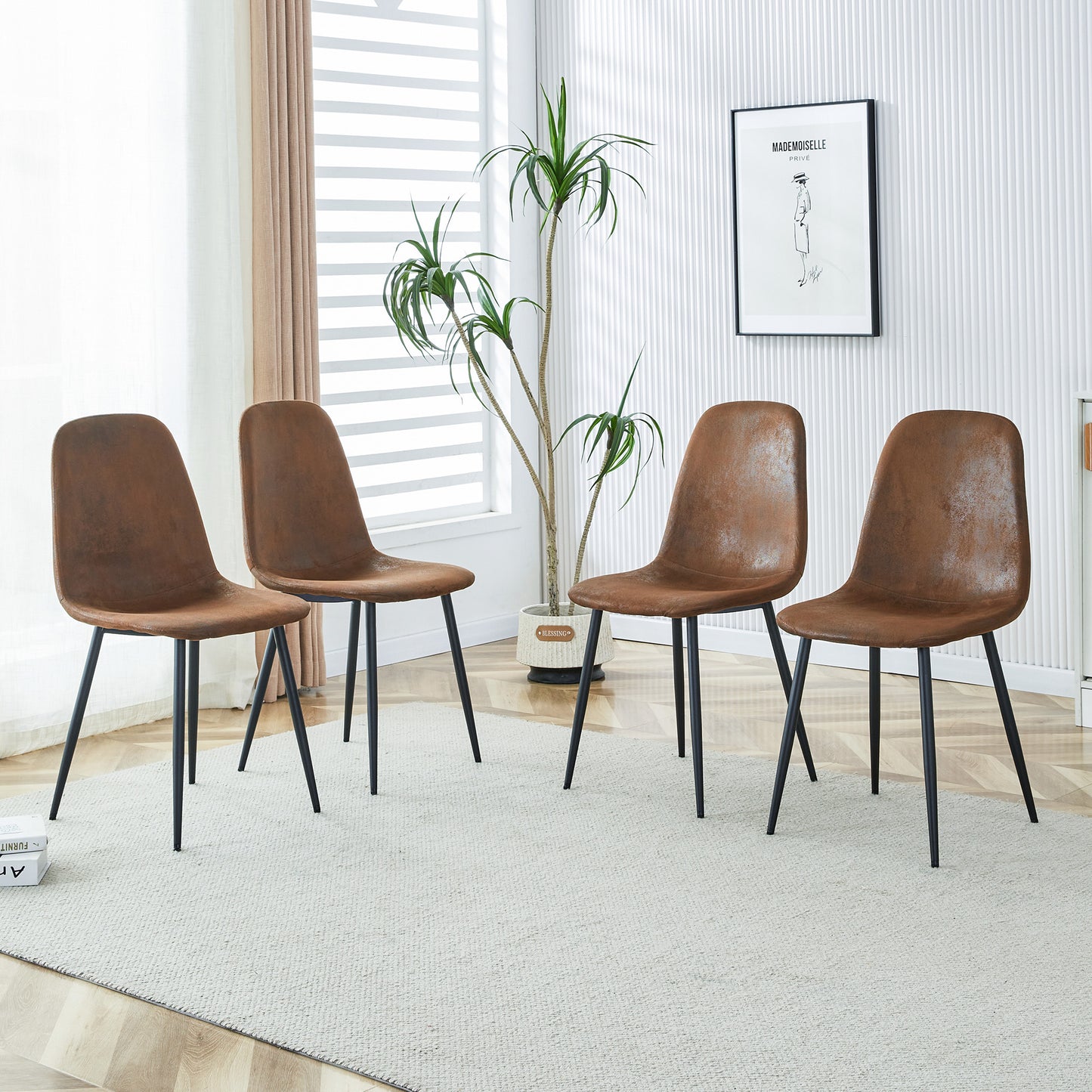 A Set Of 4 Modern Medieval Style Restaurant Cushioned Side Chairs,