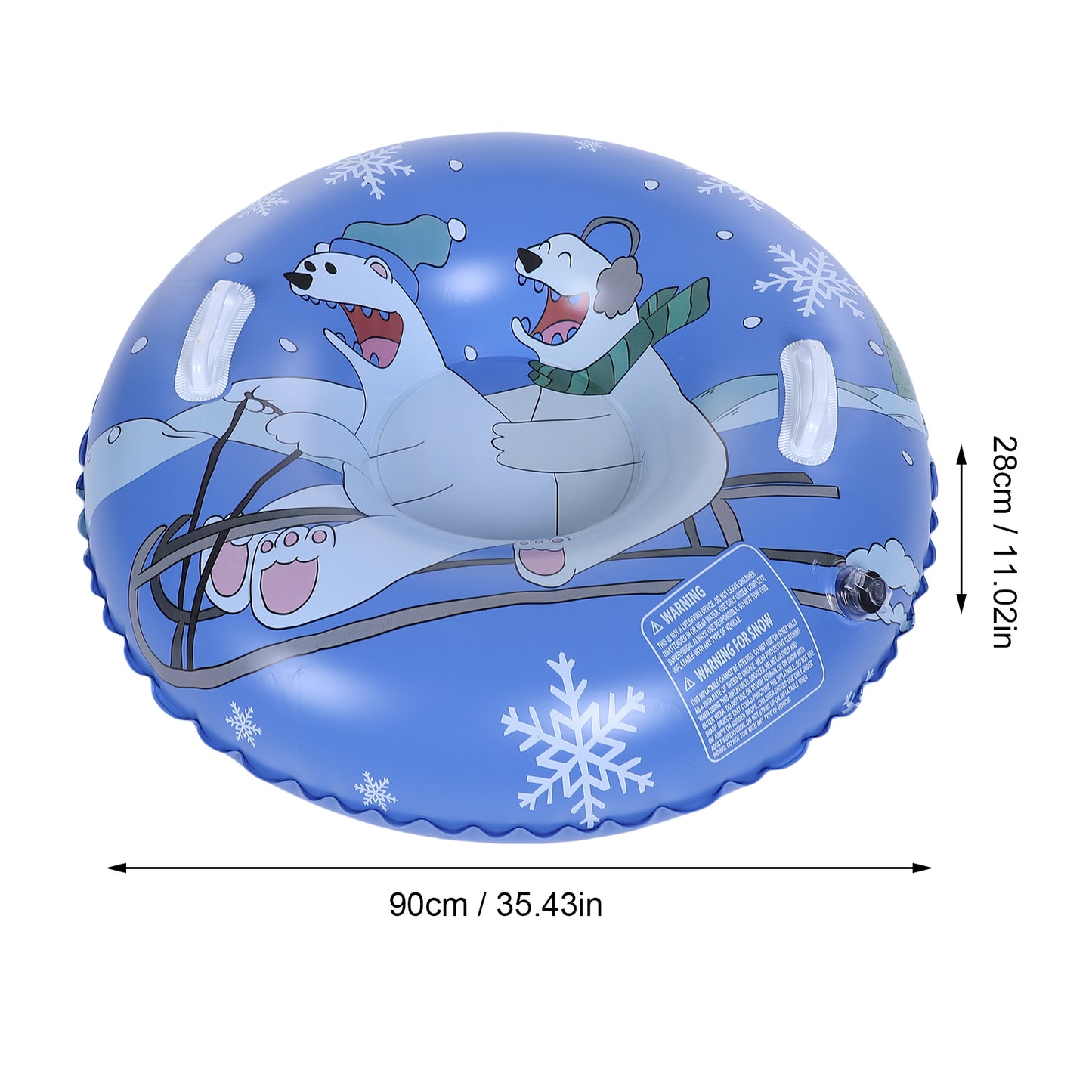Inflatable Snow Tube Thickened Bottom 36 Inch Kids Sled With Handles