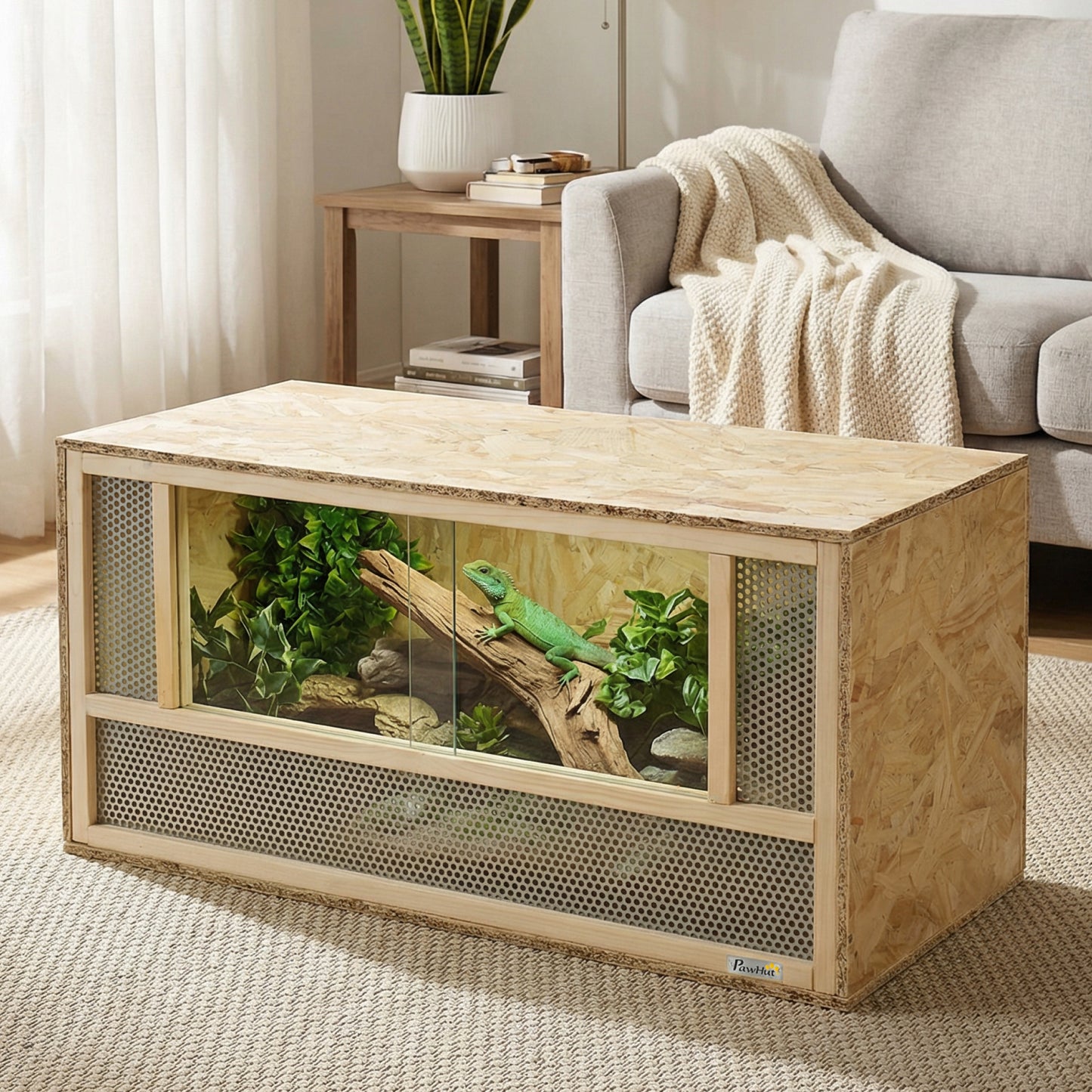 Wooden Reptile Terrarium with Sliding Glass Door for Lizard Snake Frog Turtle 31.5x15.7x15.7 inches