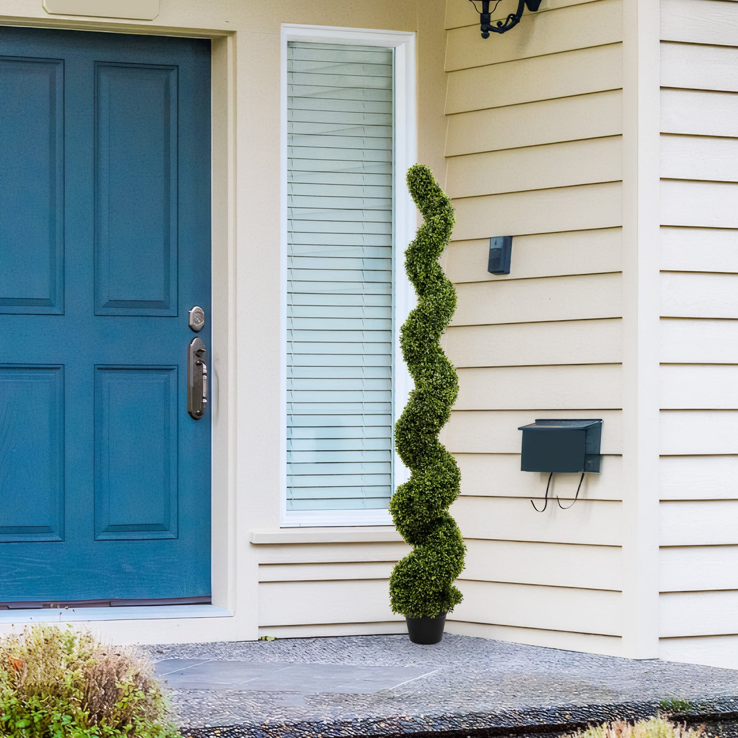 6FT Artificial Spiral Boxwood Topiary Trees - Green, 2pcs Set