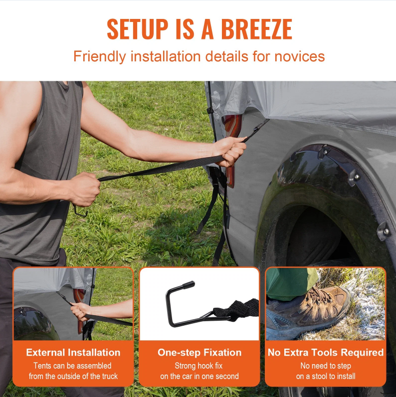 Truck Bed Tent for 5.5'-6' Pickup - Waterproof Camping Tent for 2-3