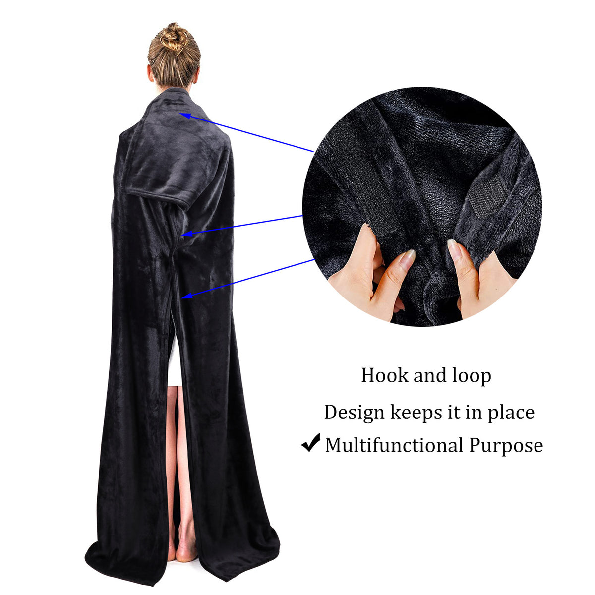 Multi-functional Wearable Lazy Blanket with Pocket - Large Flannel Bed Cover
