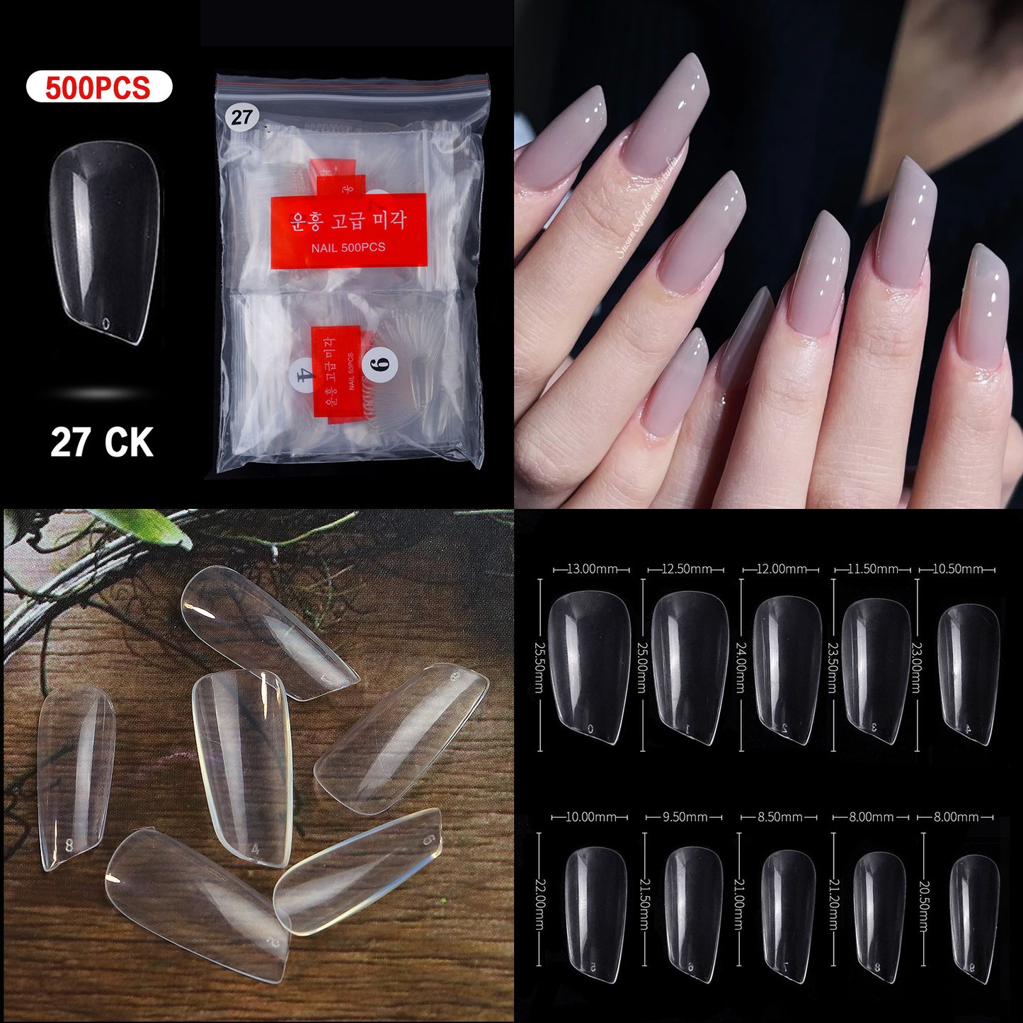 French Pointed Non-Marking Ballet Nail Art Tools - Transparent