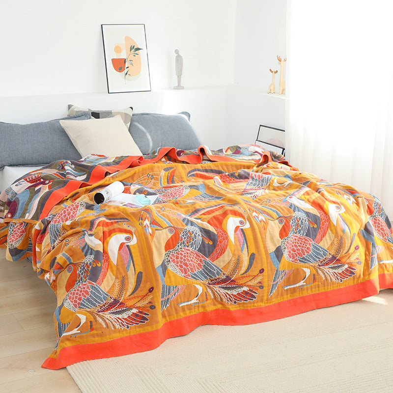 Cotton Gauze Summer Quilt & Sofa Blanket Set - Light & Breathable Bedding