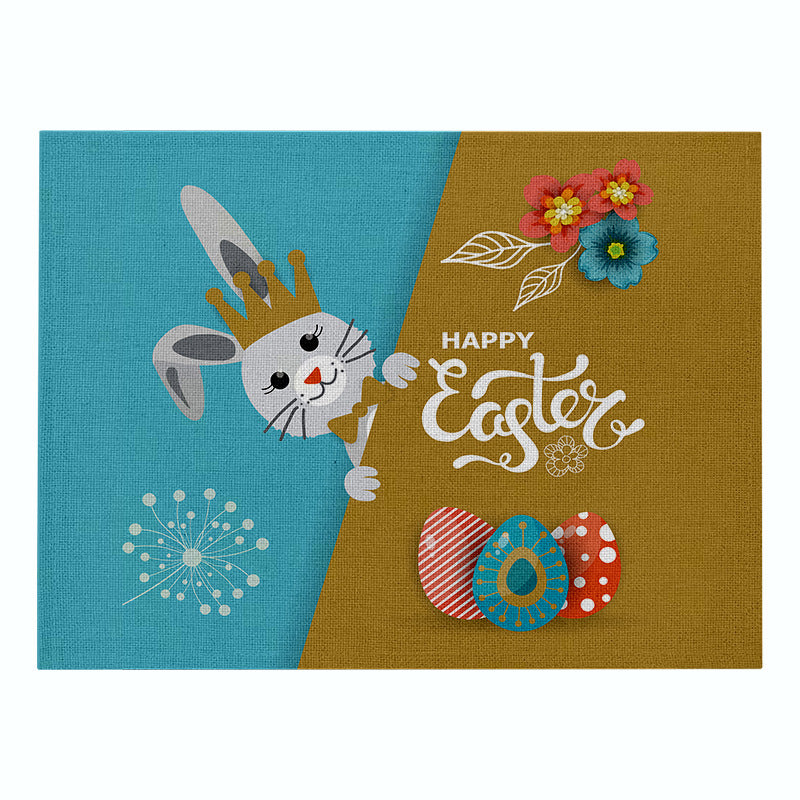 Cartoon Rabbit Kitchen Coaster Set Anti-Scalding Cotton Linen Placemat