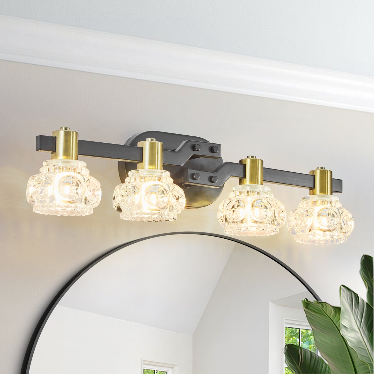 Vintage 4-Light Wall Sconce with Clear Crystal Shades - Retro Design