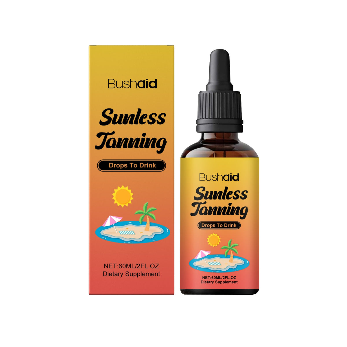 Sunless Tanning Drops 60ml - Natural Skin Bronzing for Face & Body