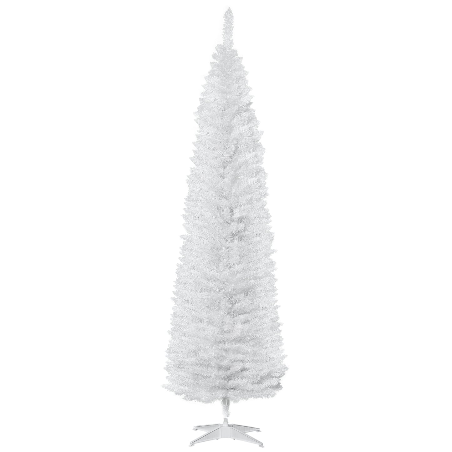 7ft Unlit Pencil Christmas Tree - Slim White Design with 499 Tips