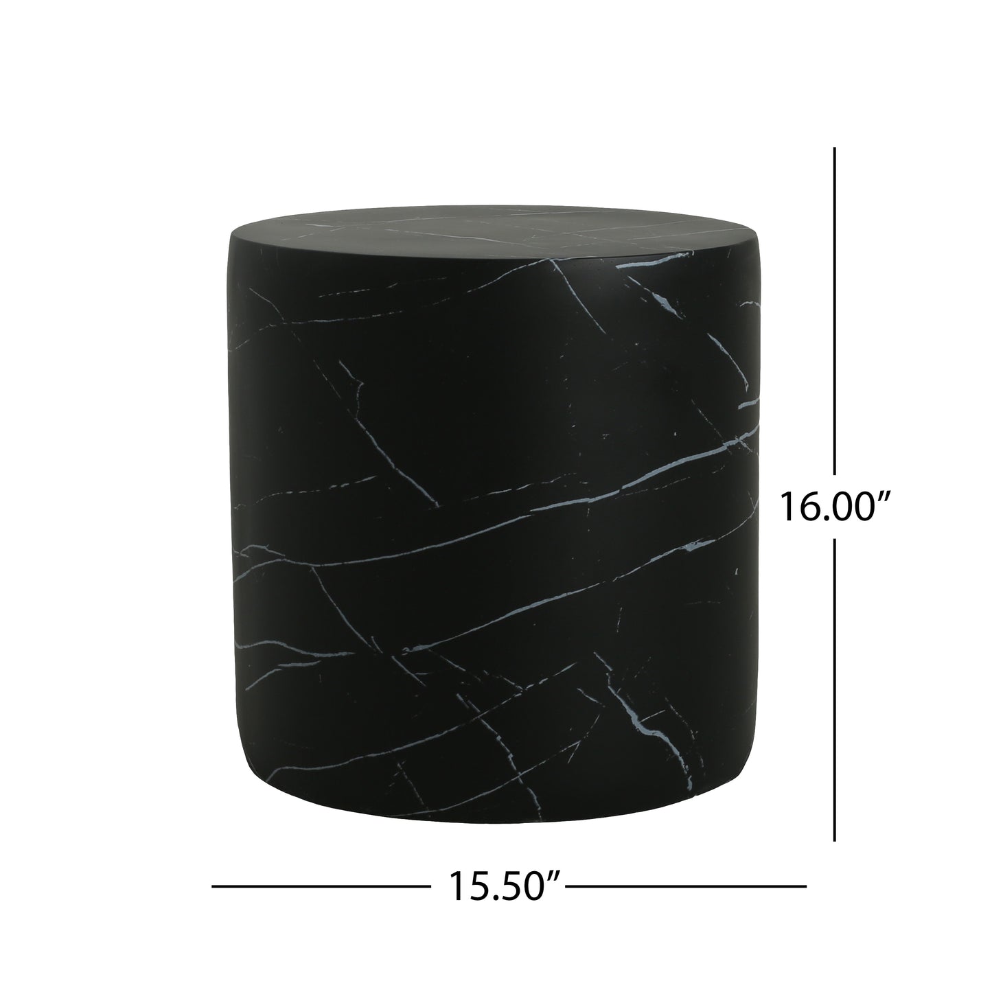 Outdoor Lightweight Concrete Side Table - Black Marble Finish