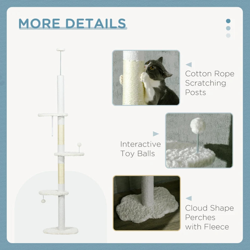 Floor to Ceiling Cat Tree with Multiple Levels and Scratch Posts – Pet Furniture