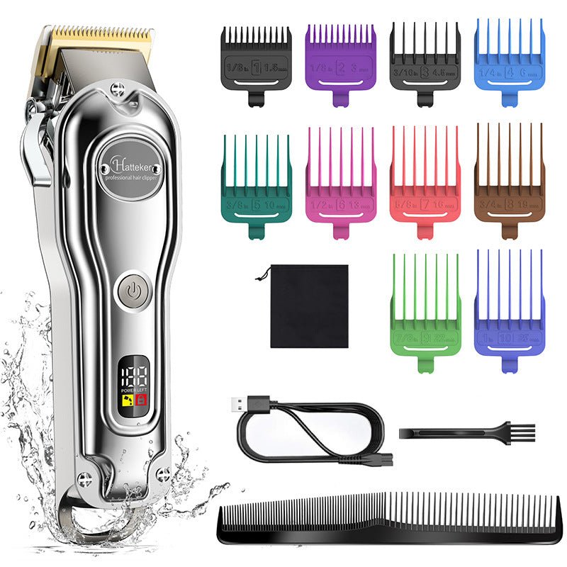 LED Hair Clipper with LCD Display - Silver