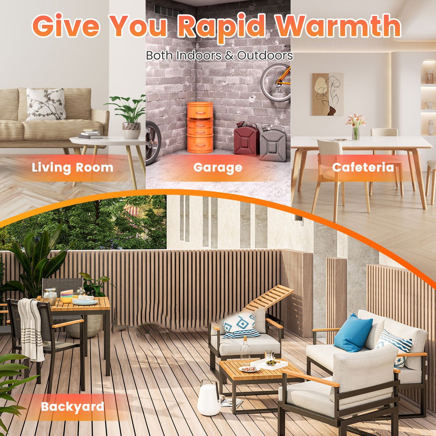 1500W Infrared Patio Heater with Stand and Wall Mount - Waterproof Outdoor Space Heater with Remote Control