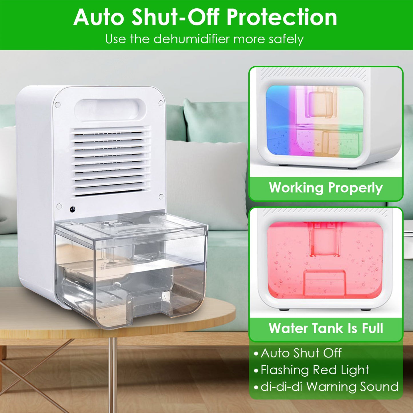 Portable Dehumidifier 37OZ with Sleep Mode, 7-Color Night Light, Timer for Home Bathroom Basement