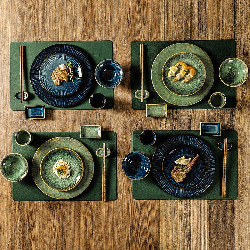 Ceramic Tableware Set with Plates Bowls Cups & Accessories - Multiple Colors