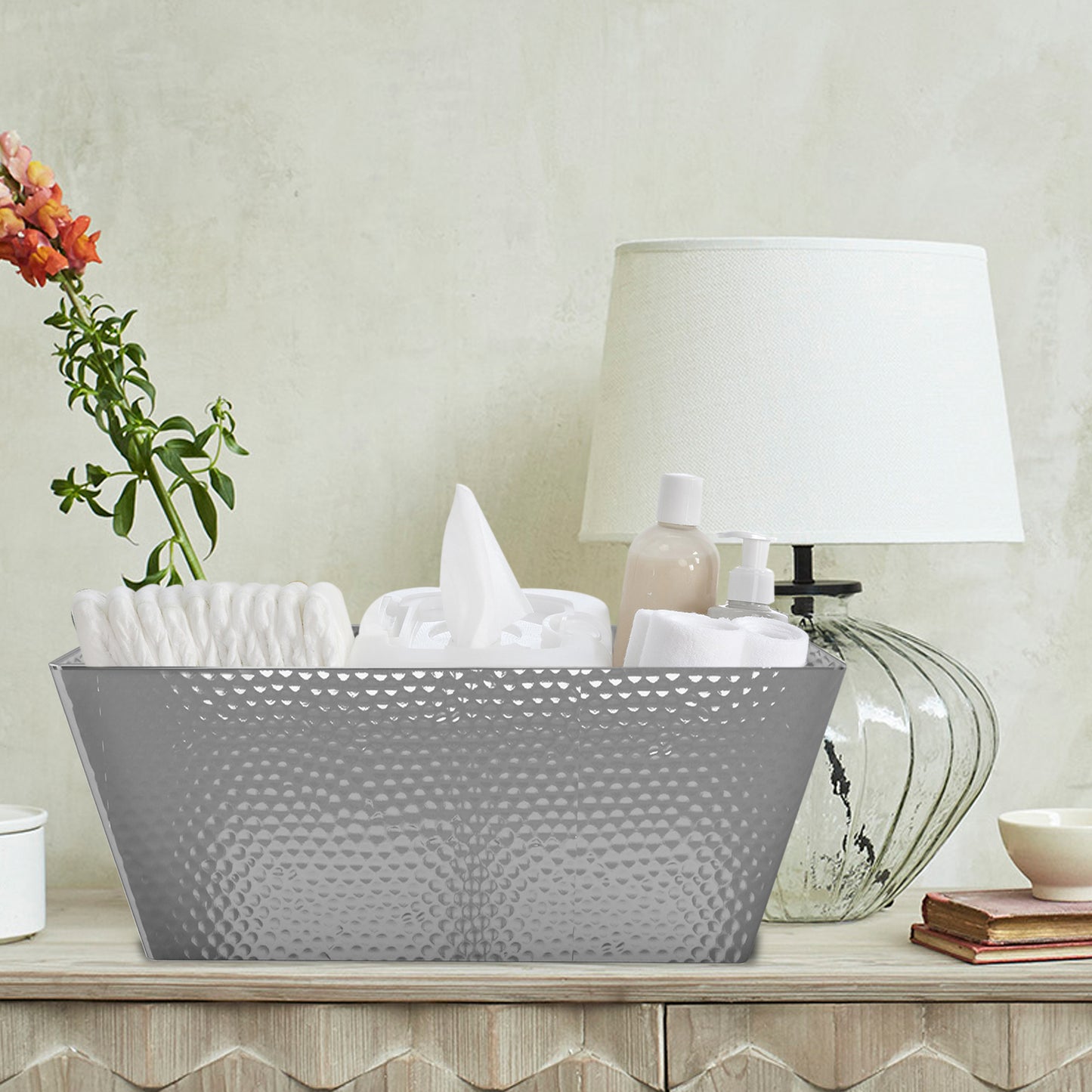 Hammered Stainless Steel Vanity Toilet Tank Tray Shiny Finish