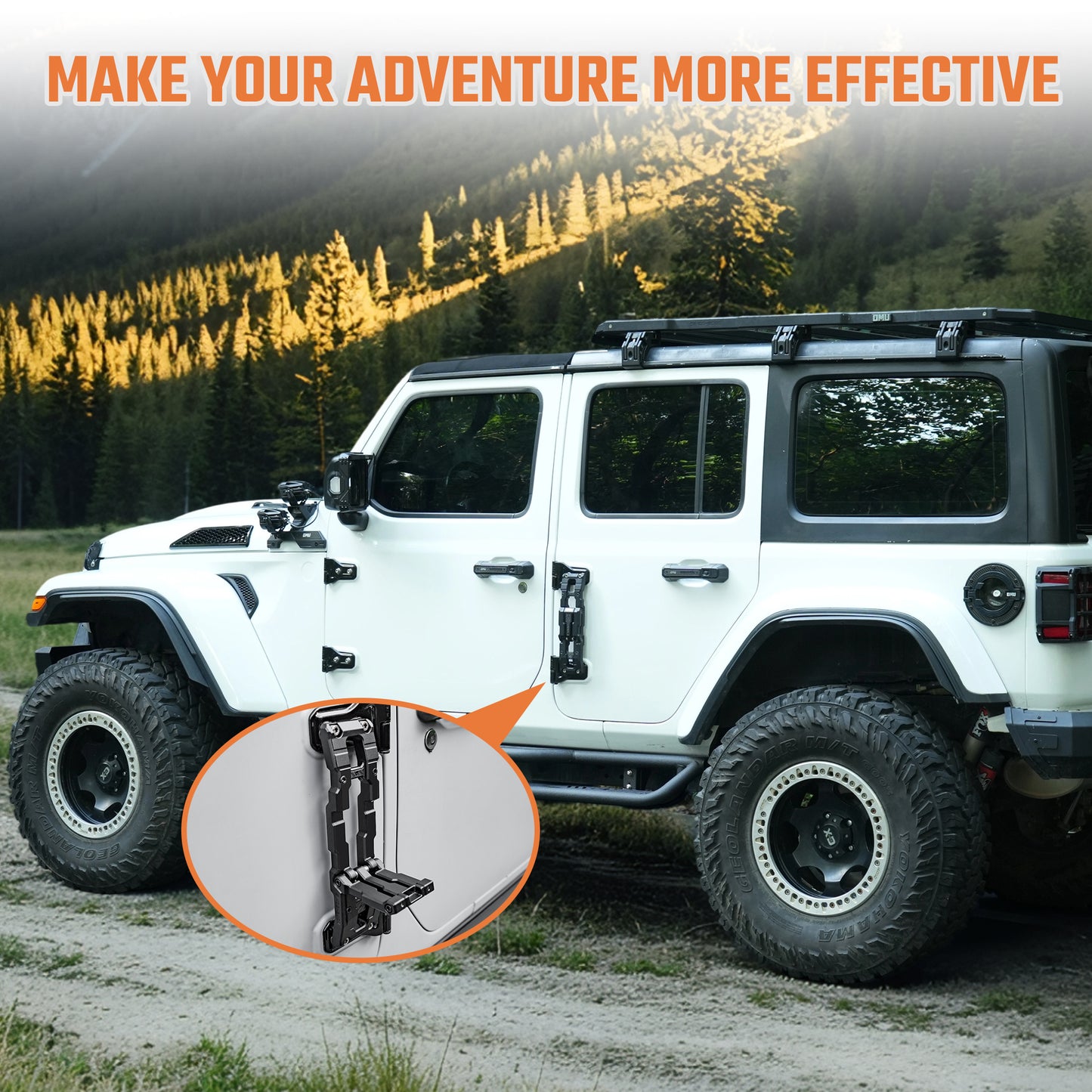 Aluminum Door Hinge Step for Jeep Wrangler & Gladiator - Black