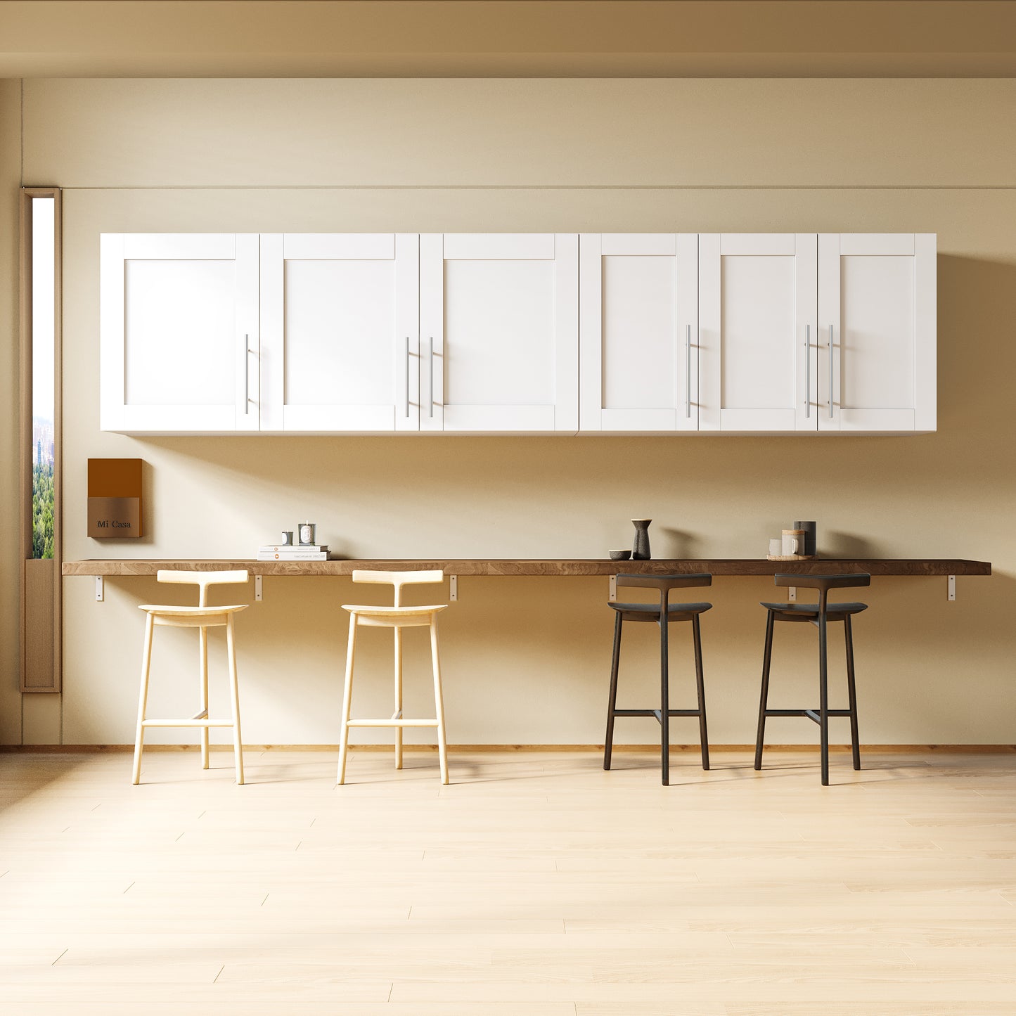 Stackable Wall Mounted Storage Cabinet - 15.75" D x 35.43" W x 19.69" H - White