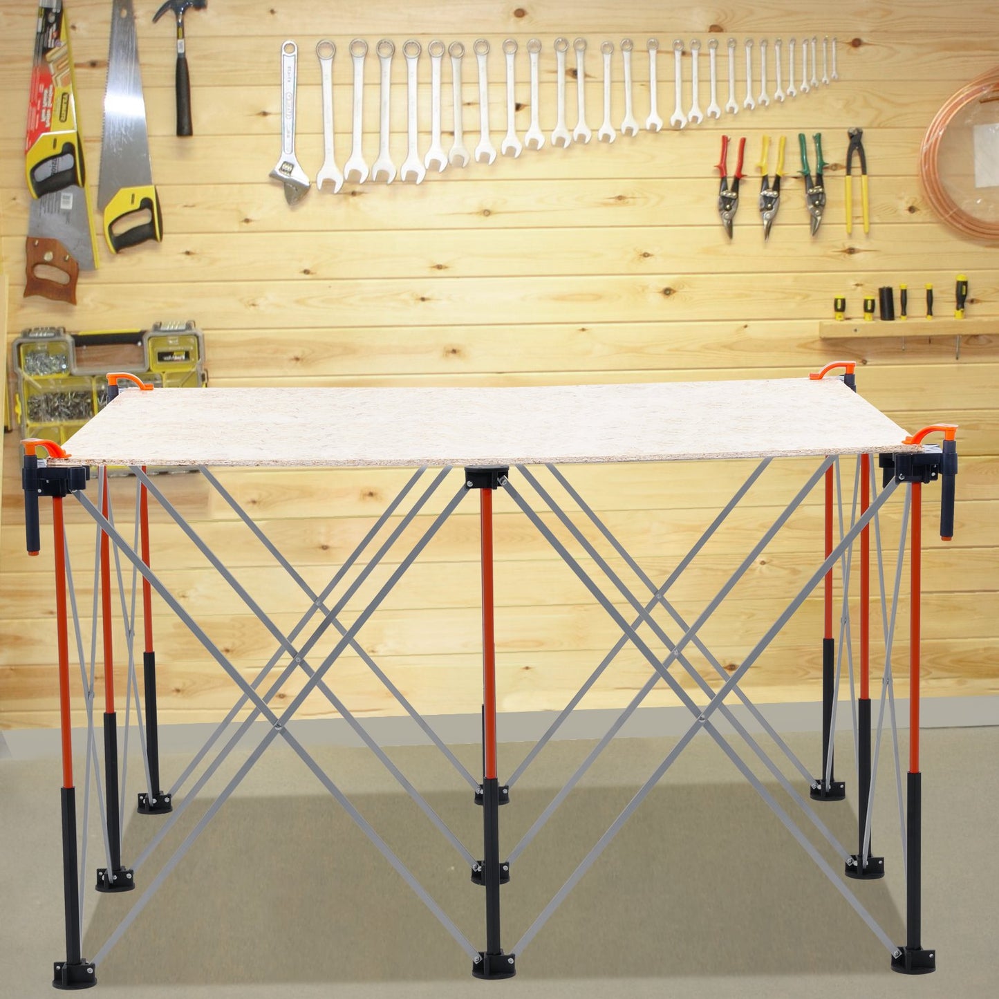Portable Folding Workstand with 3500lbs Capacity - Collapsible Aluminum Support