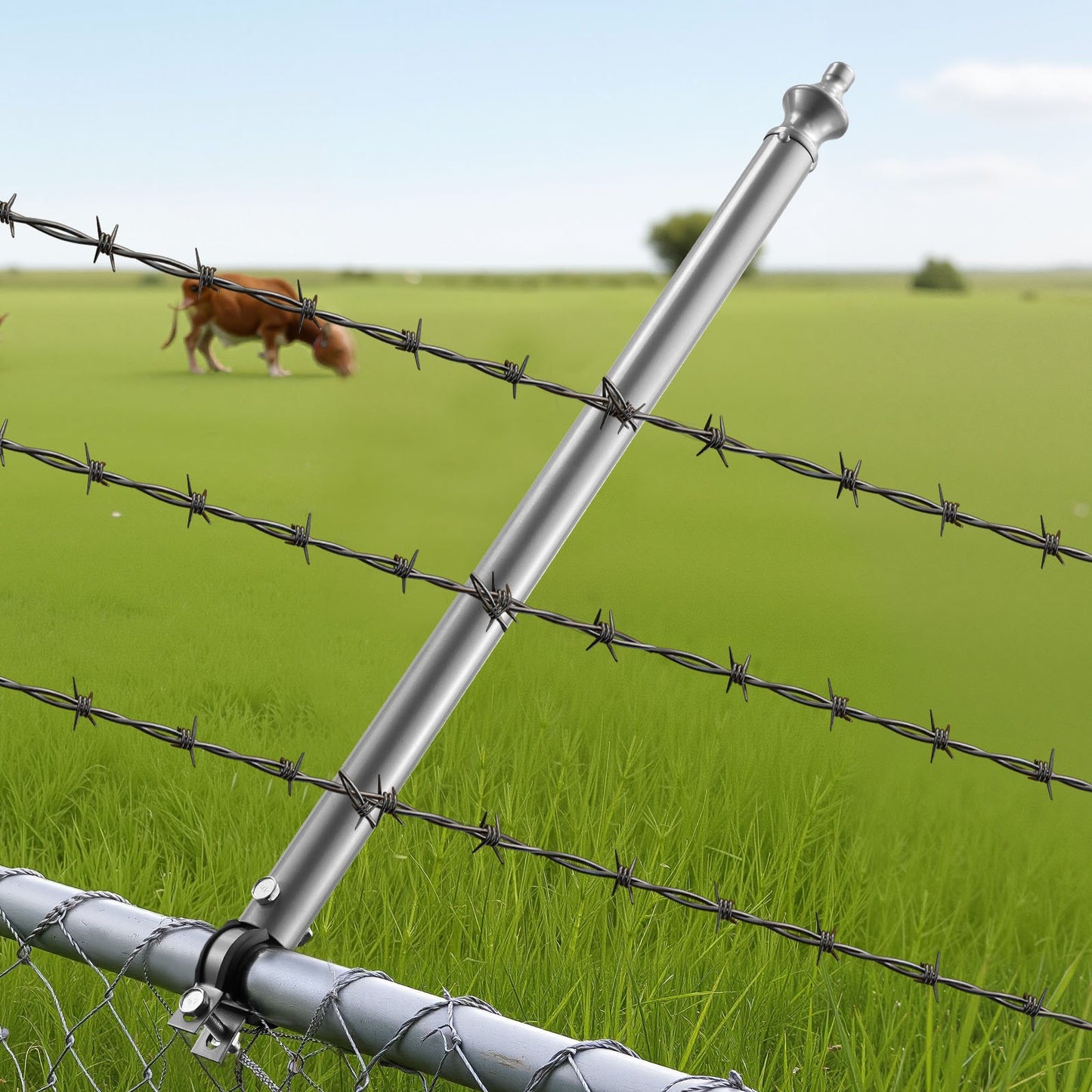 Galvanized Steel Fence Extenders 27.4 Inch for Top Rails - Heavy Duty, Weather-Resistant