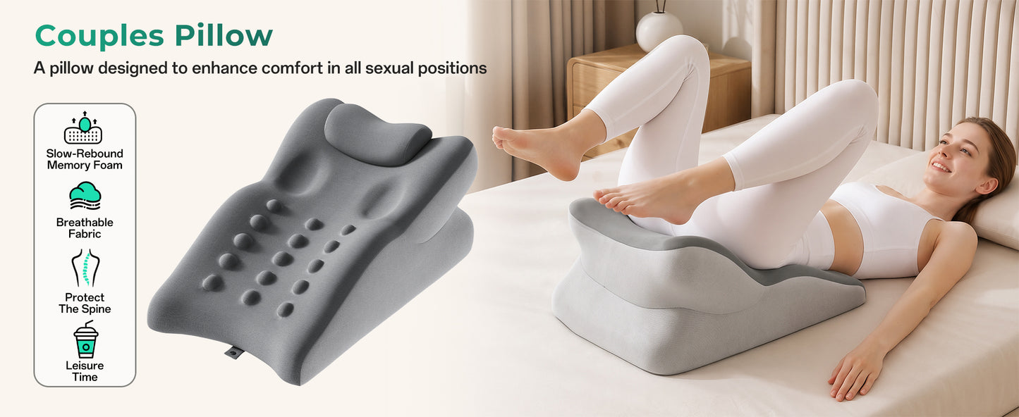 Ergonomic Memory Foam Support Pillow for Couples - Grey