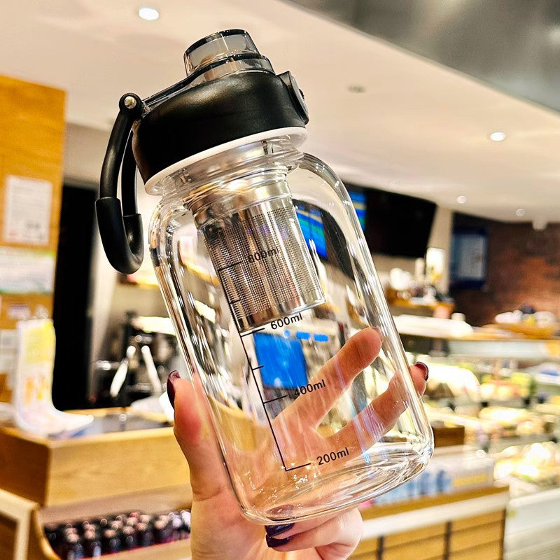 Extra-Large Glass Cup with Tea-Water Separation | Multi-Size & Color