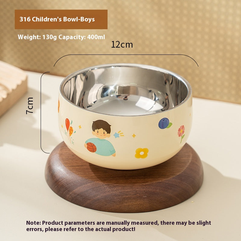 Children's Cartoon Stainless Steel Rice Bowl - Kids Dinnerware