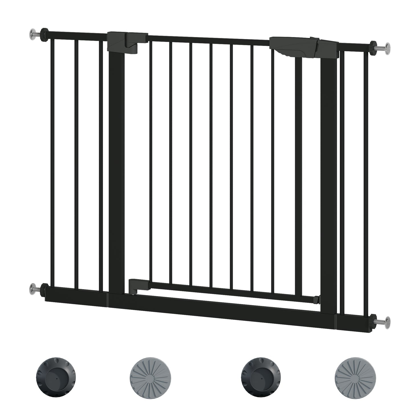 Pressure Mounted Baby Gate with Walk-Through Design - Black