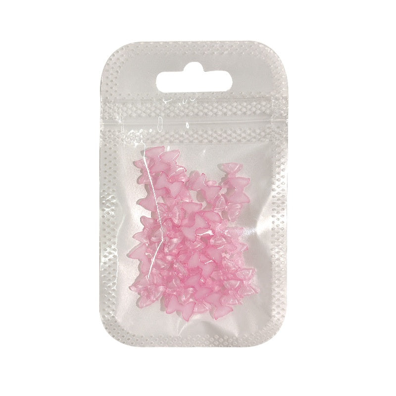 50-Pack Ice-Transparent Bow Tie Resin Nail Art Decorations - Cute Nail Accessories