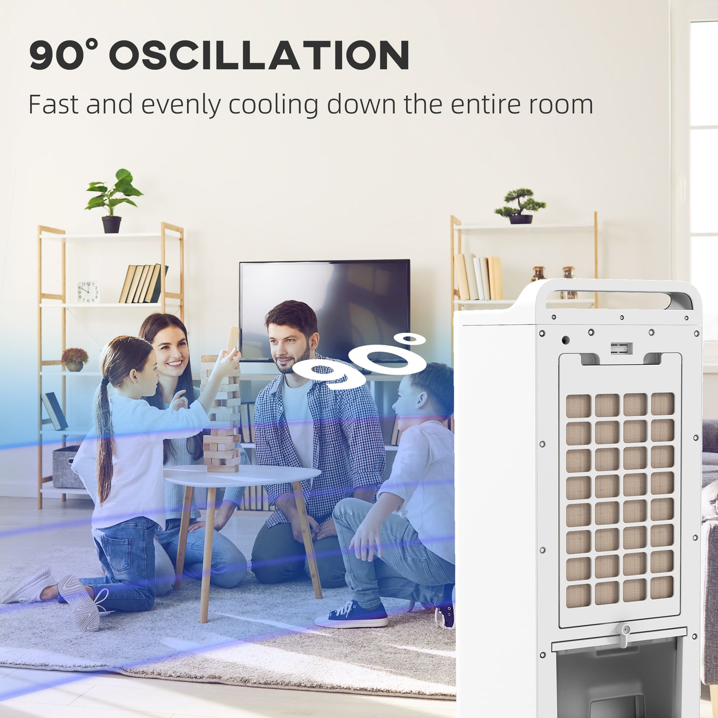 Room Air Cooler with Ice Packs, Remote & Timer - White, 330x305x680mm