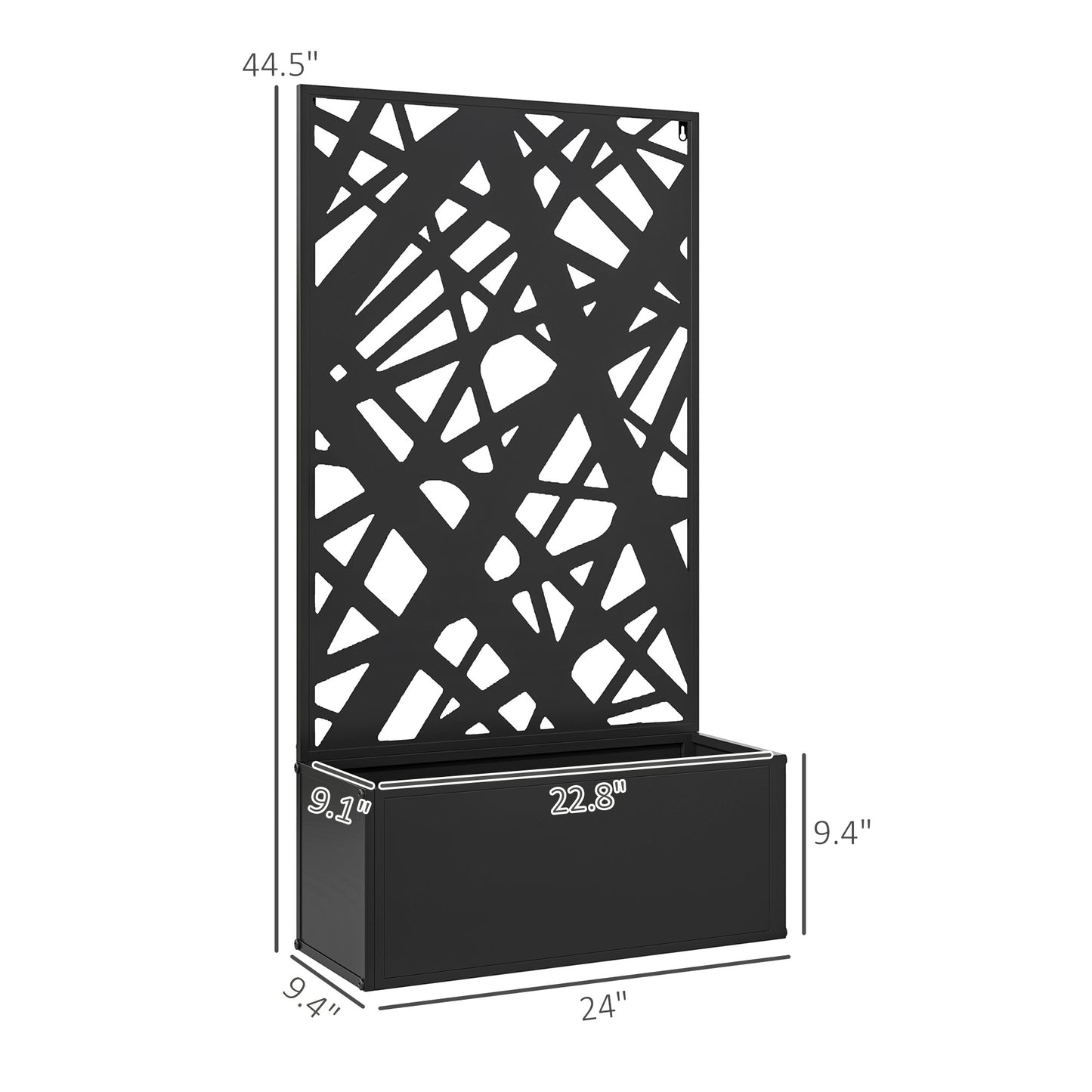 Metal Garden Planter Box with Privacy Screen - Wall-Mount or Freestanding, 24 x 9.1 x 44.5 inches