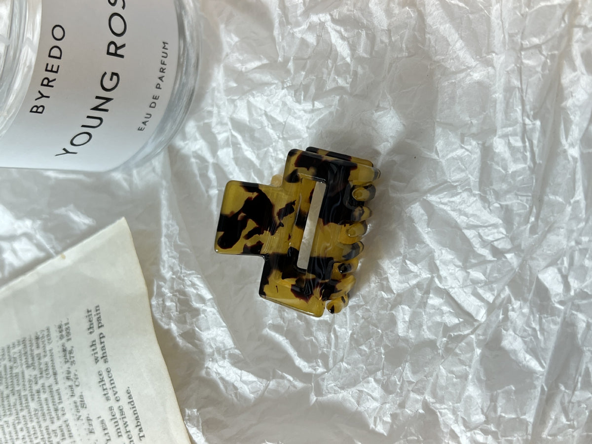 Small Leopard Print Hair Clip Women Checkered Square Hairpin Fashion Accessory