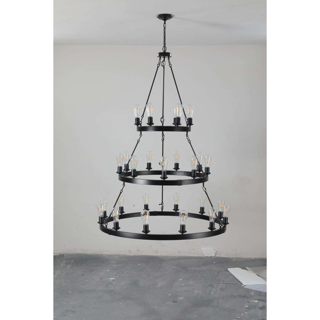 Retro Industrial 3-Layer Pendant Light - 27 Bulb Capacity