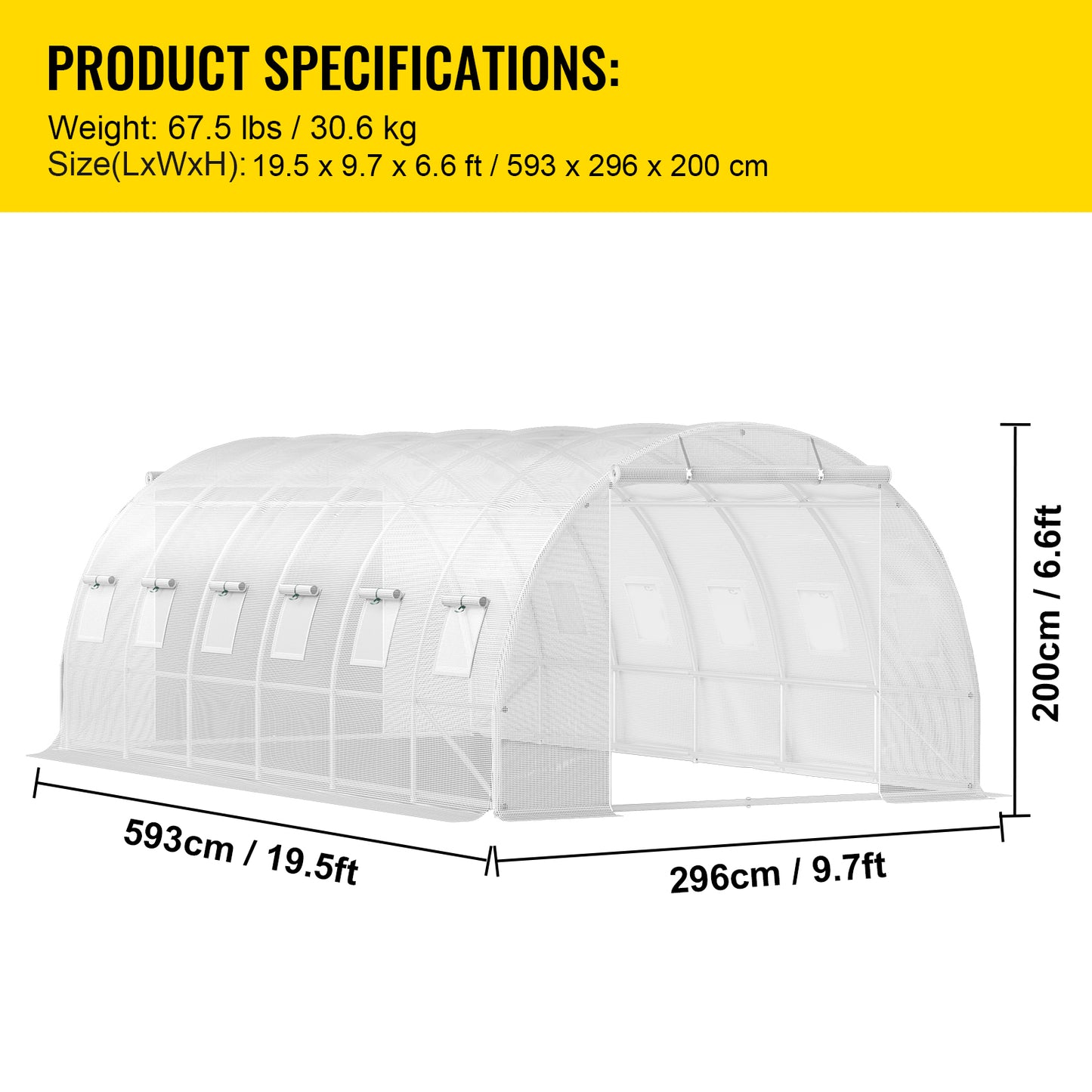 Walk-in Tunnel Greenhouse 20x10x7 Ft Portable Plant Growing Hot House with Steel Frame